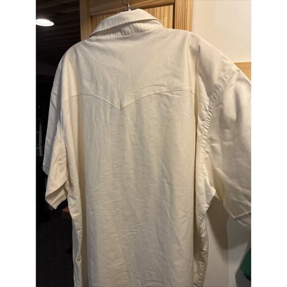 Ely Cattleman Vintage Men’s 20 White Cotton Blend Pearl Snap Western Shirt - Picture 11 of 12